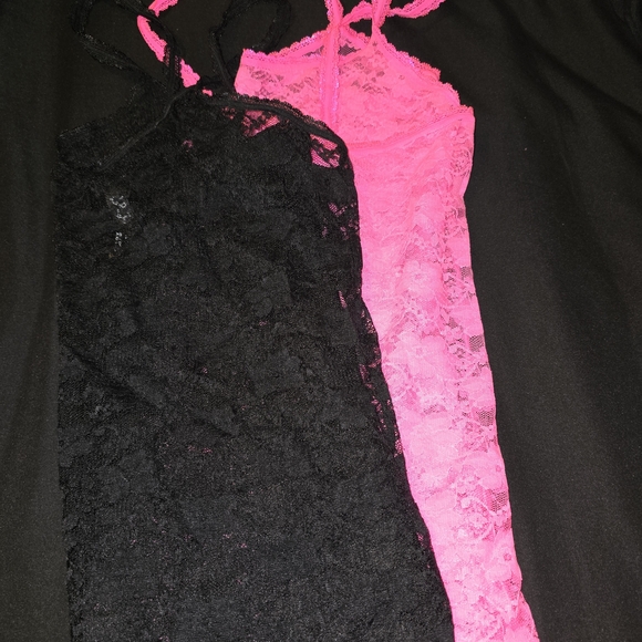 NWOT Smart & Sexy Vibrant Pink & Black Lace Camisole Set - Picture 1 of 8